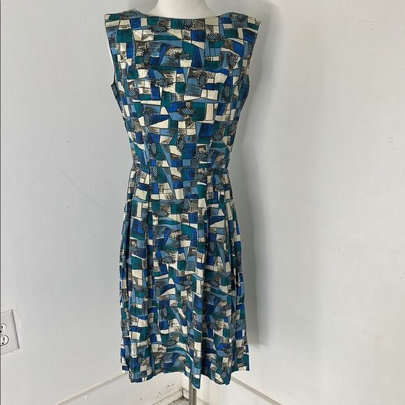 Vintage 50s Cotton MCM Printed Day Dress - Picture 1 of 6
